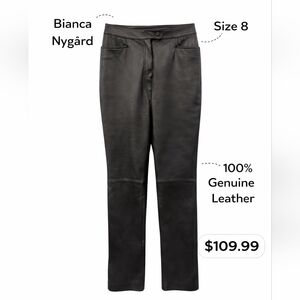 Bianca Nygård Black Leather Pants Size 8 (CV)